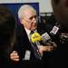 Senator Carl Levin answers questions from the press before President Obama's speech at the Al Glick Fieldhouse on Friday morning.  Melanie Maxwell I AnnArbor.com